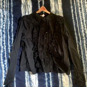H&M Black Eyelet (Lace Anglaise) Blouse
